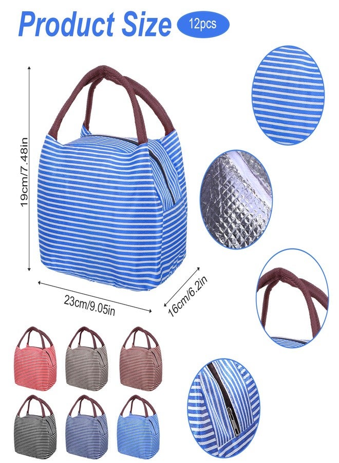 Lemecima 12 Pcs Insulated Lunch Bag Bulk Reusable Thermal Lunch Box Waterproof Leakproof Tote Bag with Soft Liner for Women Men Office Work School Picnic Beach Fishing - Image 2